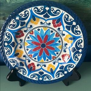 8 Good Quality Blue Floral  Melamine Plates - Set of 8